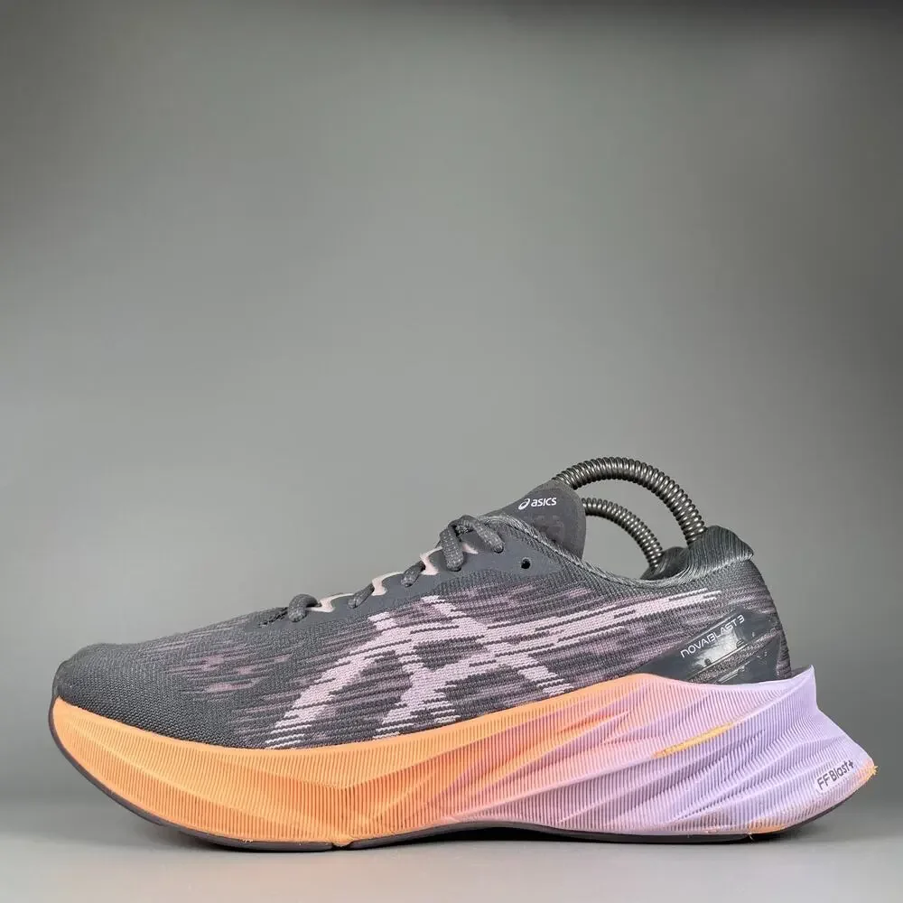 Asics Novablast 3 Women's 8.5 Gray Jacquard Gym Jogging Sneakers Athletic Shoes
